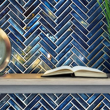 Eclipse Indigo Herringbone Mosaic Tile