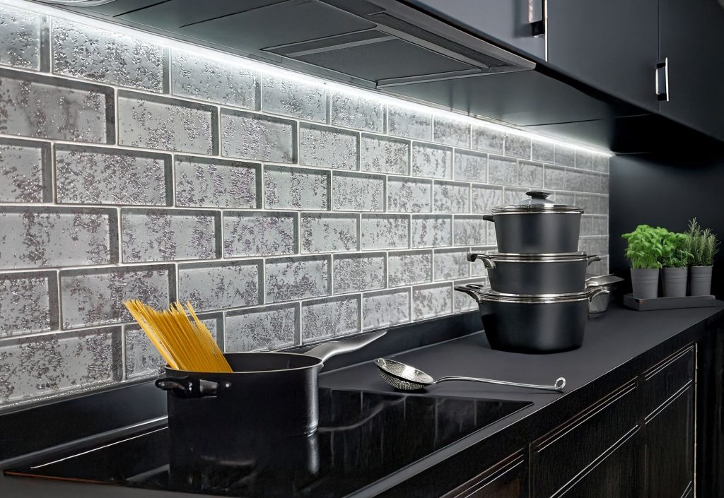 Galaxy Silver Glass Brick Tiles